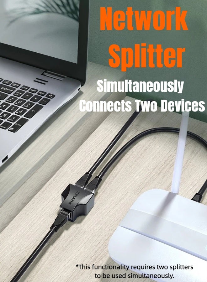 SAMZHE 2Pcs RJ45 Ethernet Splitter Adapter, 1 to 2 Ethernet Extender Connecter Female to 2 Female 8P8C Extender Plug LAN Couple Network for Cat5 Cat5e Cat6 Cat6e Cat7 - Image 2